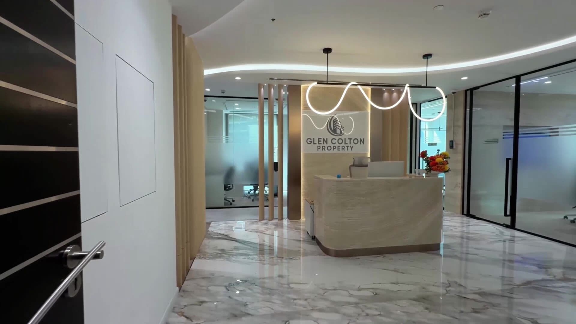 Reception of the Glen Colton Property office at Bay Square, Business Bay